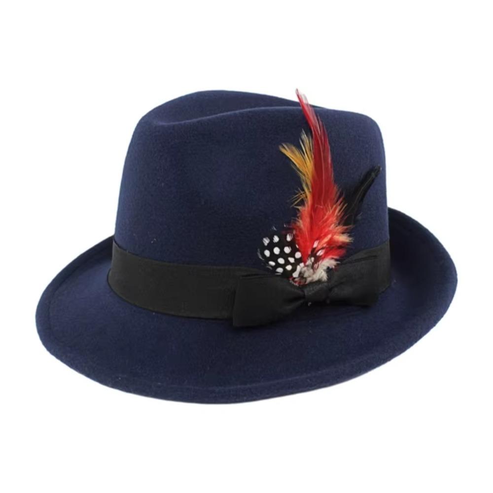 Wild Brim Jazz Hats Имитация шерсти Костюм Кепка для косплея Практичные украшения из перьев Шляпа для улицы