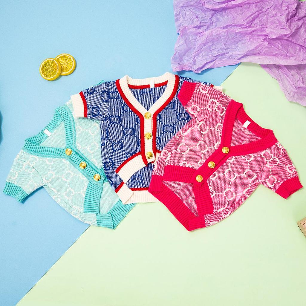 New Designer Tide Brand Pet Sweater Autumn/winter Knitted Cardigan Puppy Clothes Dog Costume Bago Teddy Dog Clothing