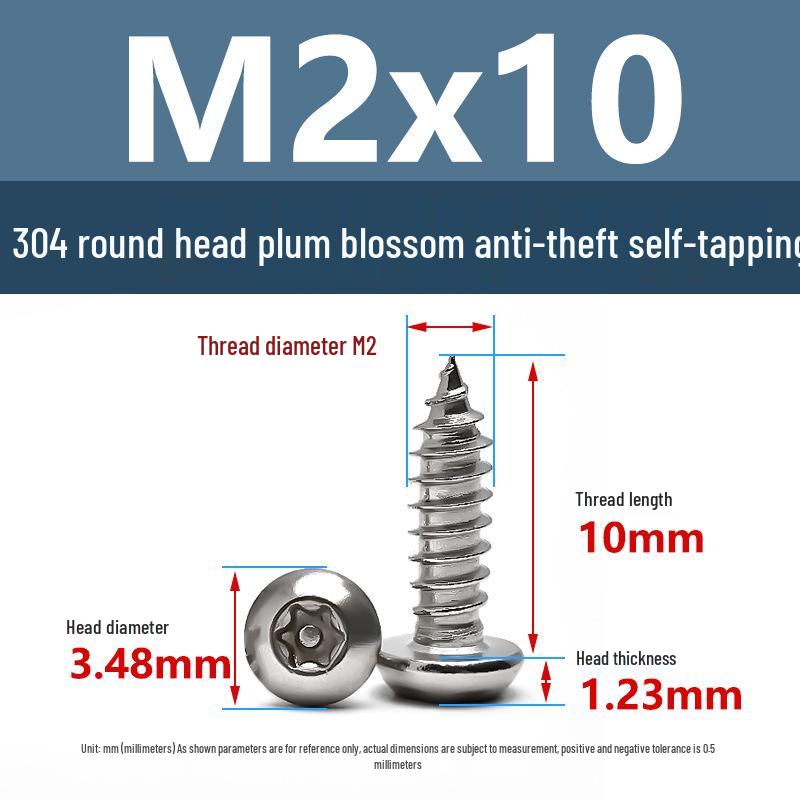 Yigu 304 Anti-Theft Torx Pin Self-Tapping Screws: M2-M5 Round Head, Mushroom Head, Pointed Tail Wood Screws