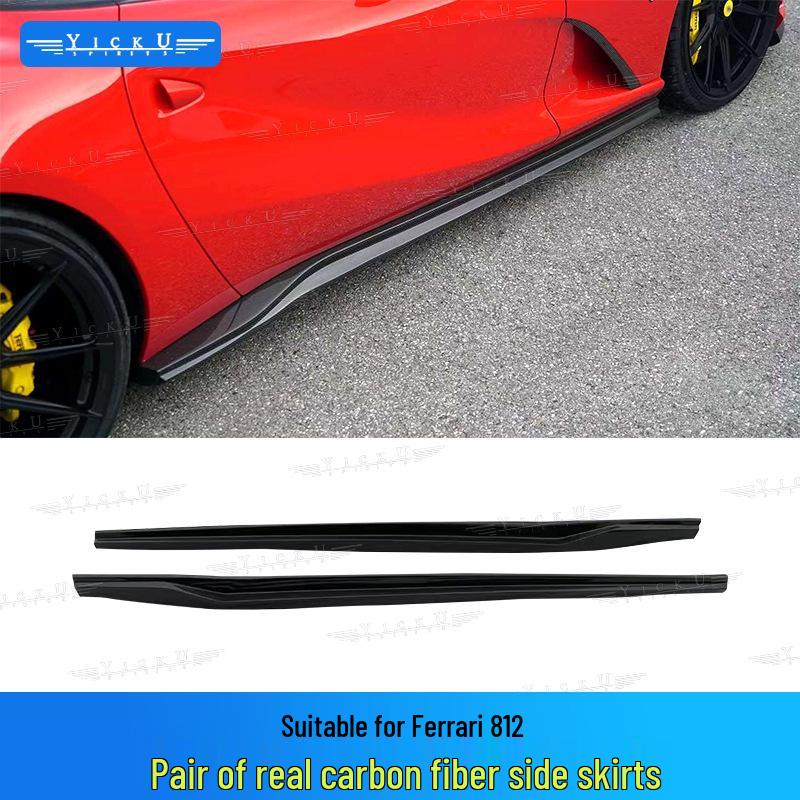 Fits Ferrari 812 N Models: Real Carbon Fiber Front Lip, Side Skirts, Center Lip, Rear Bumper Corners, Tail Wing Trim, Mirror Housings.
