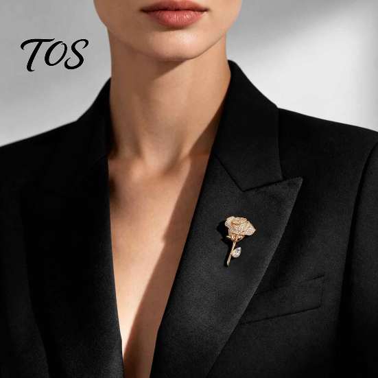Decorative Coat Pin White Rhinestone Rose Brooch Pin, Sparkling Flower Lapel Dress Shirt Accessory Suit Hat Bag Clothing Accessories, Elegant Wedding