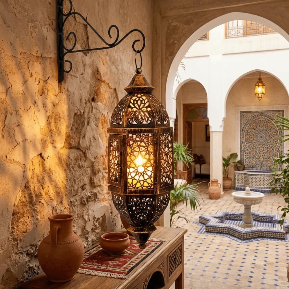 Moroccan Style Vintage Hollow Candlestick Luxury Wind Lamp Candle Holder Living Room