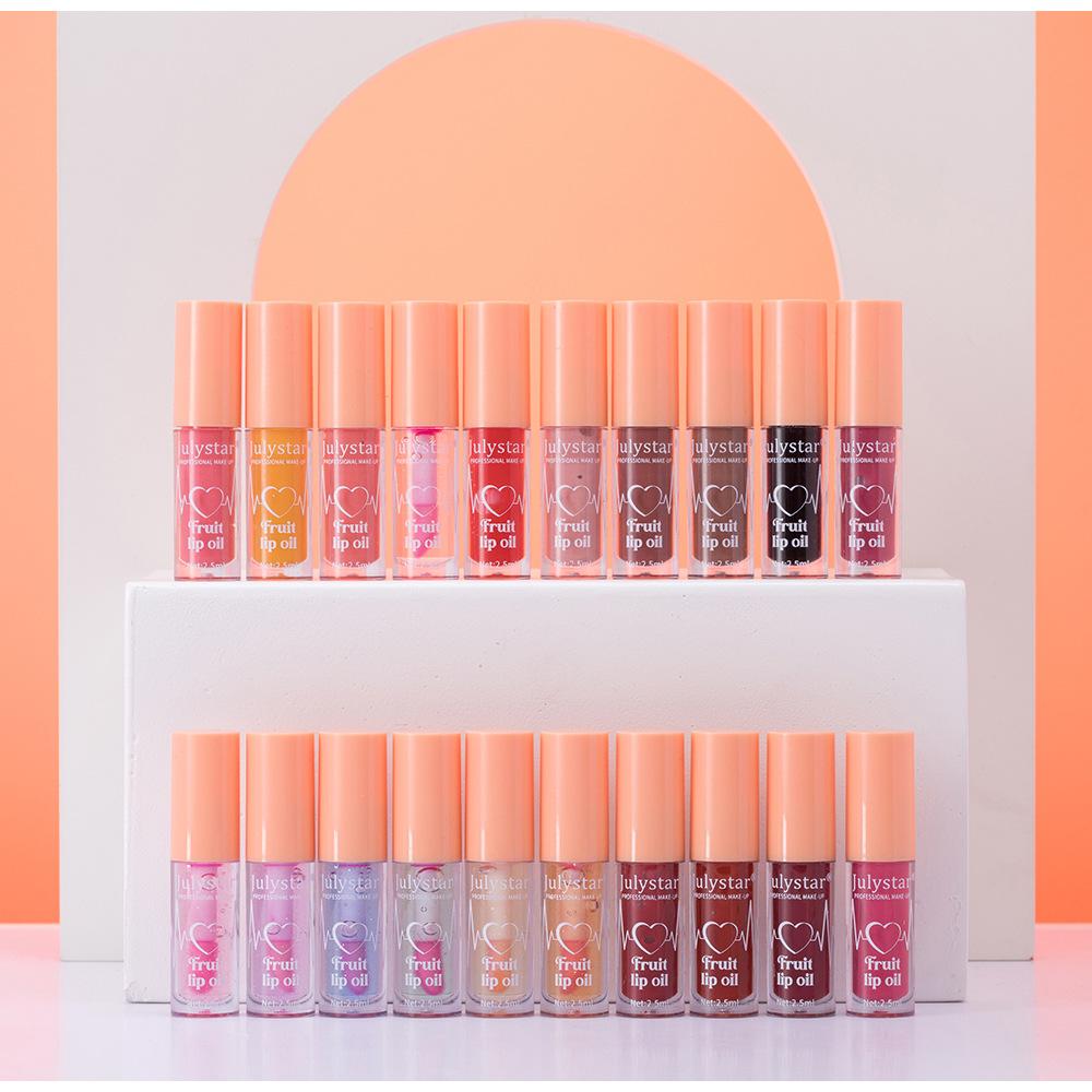 10-color Fruit Flavor Water Lip Gloss Set Moisturizing Color Changing Lip Gloss Waterproof Pearl Shine Lip Glaze To Improve Lip Lines and Dry Lips