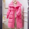 Cotton Jacket for Women In Winter, Mid Length Fashionable Design, Cotton Jacket Over Knee Length, Large Lapel Cotton Jacket