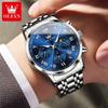 Multifunctional Men's Watches Chronograph Quartz Watch Moon Phase Calendar Luminous Waterproof Watch for Men