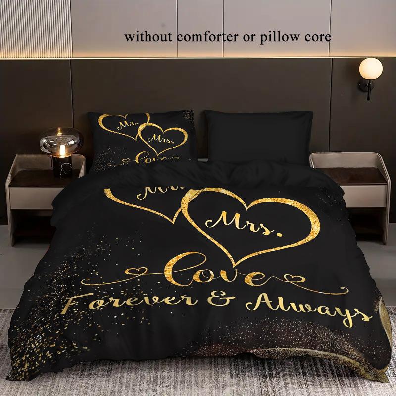 Anti-Bacterial And Anti-Mite Black Quilt Cover 3D Three-Dimensional Printing Three-Piece Set