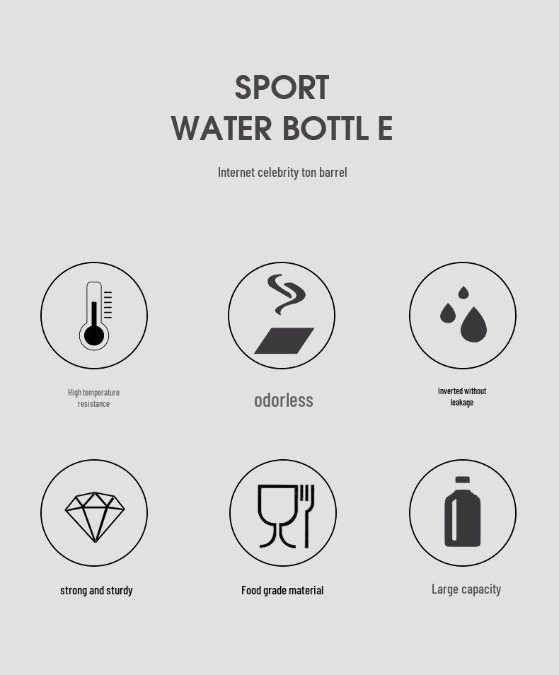 Large Capacity High-Temp Resistant Sports Water Bottle - Ton Ton Portable Plastic Cup & Barrel