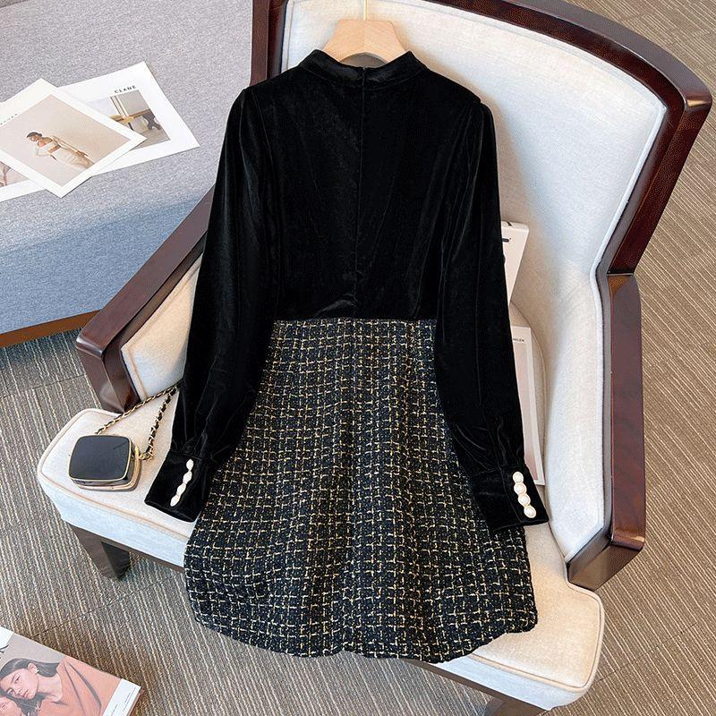 Модное женское бархатное платье больших размеров во французском стиле на зиму