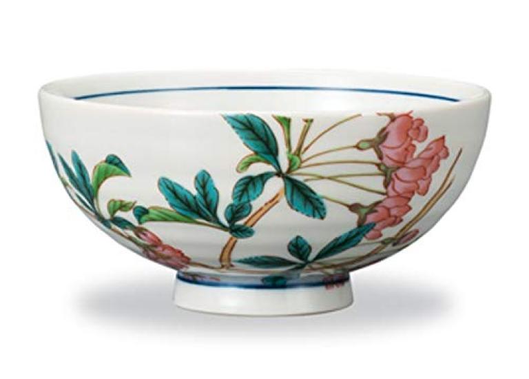 Marsan Miyamoto Rice Bowl Diameter X Height Four Seasons Flower Rice Bowl Flower Sea Bowl "Kutani Ware" 11.4 5.5cm