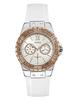 Женские часы GUESS из нержавеющей стали + износостойкого силикона с функциями дня недели + даты (Белый/Серебряный/Розовое золото)