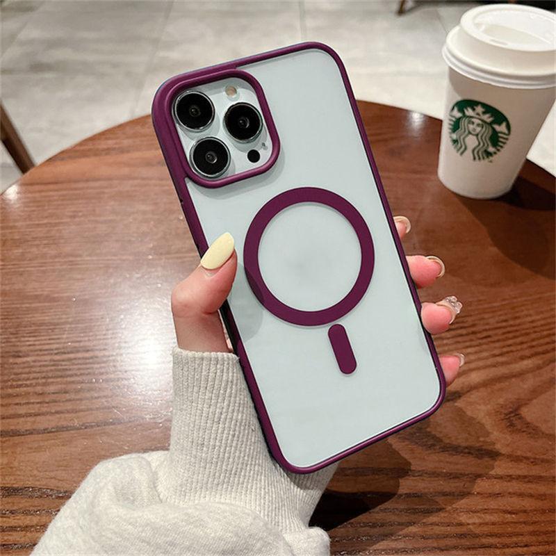 Прозрачный магнитный чехол для беспроводной зарядки Magsafe для iPhone 15 14 13 11 12 Pro Max X XR XS, силиконовый бампер, прозрачный жесткий чехол для ПК