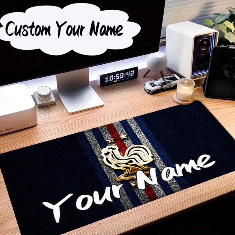 Custom Name Mouse pad France Football Emblem Mouse Pad Desk Mat, Non-Slip Rubber Backer Pad For Computer Notebook Gaming Mouse Pad Birthday Gift