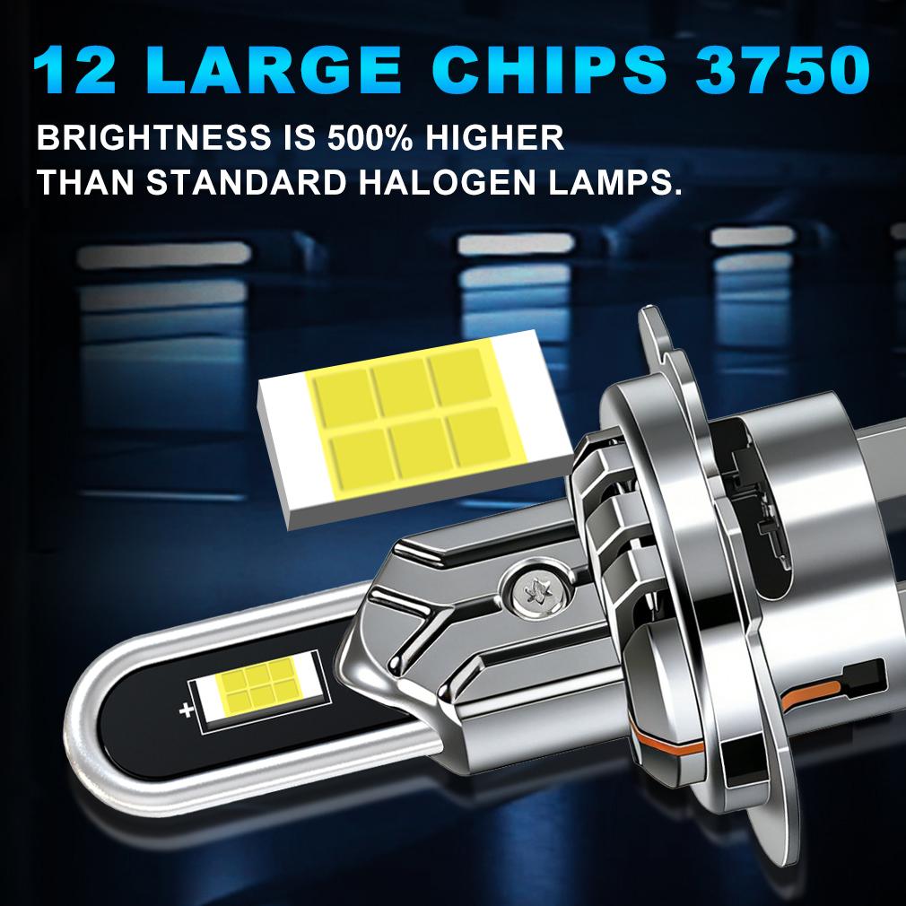 2Pcs H7 H4 LED Headlight Bulbs Canbus 30000LM 100W U-Shaped Copper Tube Car Light Turbo H11 9005 HB3 Headlamp 6500K White 12V With Fan