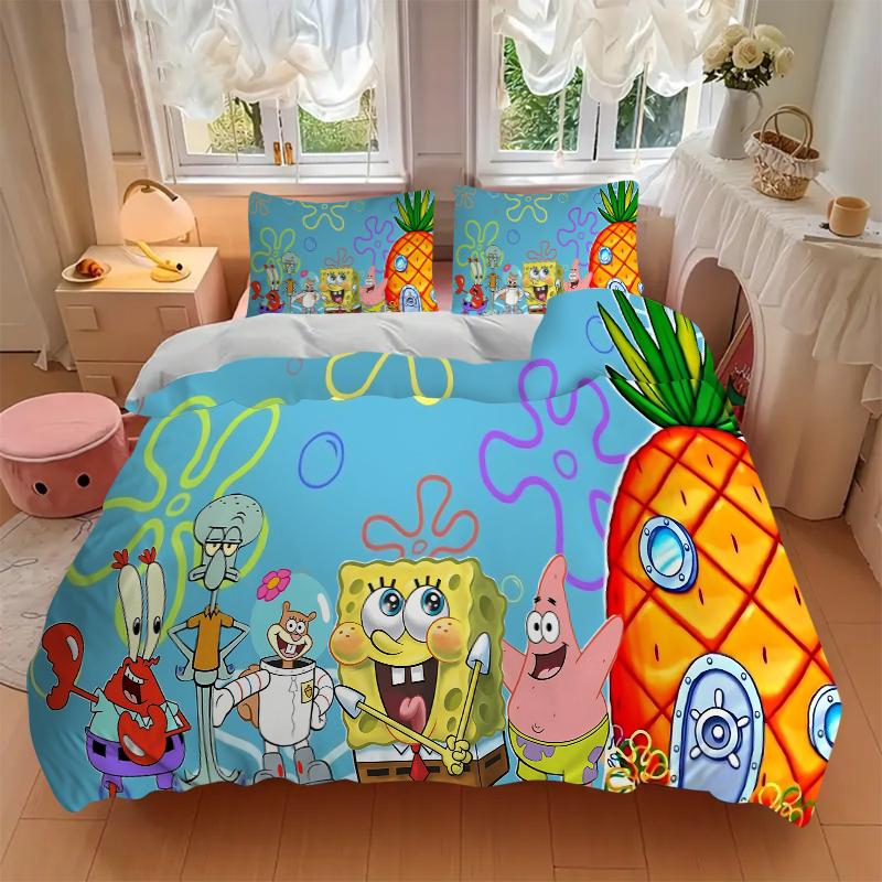3Pcs Spongebob Squarepants Adventure Bedding Sets For All Sizes New 3D Printed Bed Cover Comforter Duvet Cover Pillowcase Bedroom Decoration