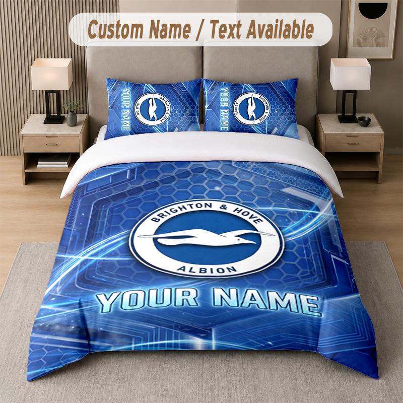 Brighton & Hove Albion Football Design Bedding Set Custom Text 1 Duvet Cover & 2 Pillow Cases