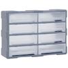 Organisateur multi-tiroirs - VIDAXL - 8 tiroirs - Plastique résistant - Dimensions 52x16x37 cm - Gris