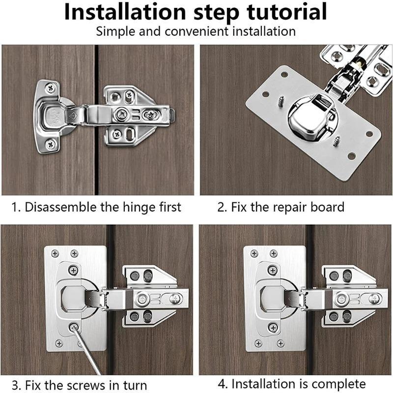 20Pcs Cabinet Hinge Repair Plate Kit Stainless Steel Door Hinge Mounting Plate With Holes For Home Kitchen Cupboard Furniture
