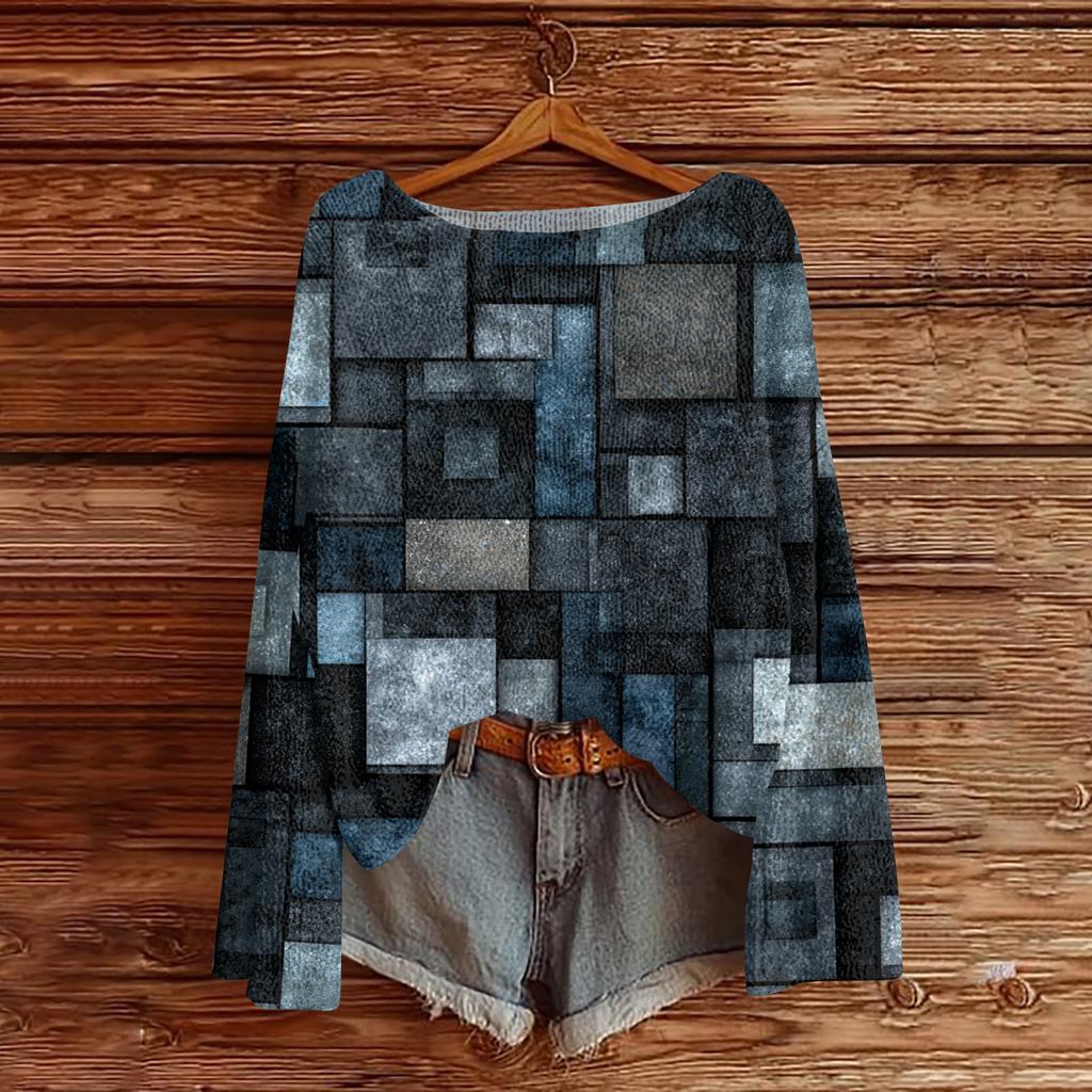 Women's Lightweight Sweater Casual Long Sleeve Knitted Vintage Floral Print Pullover