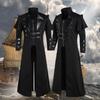 Vintage Halloween Medieval Steampunk Assassin Elves Pirate Costume Adult Men Black Long Split Jacket Gothic Armor Leather Coats