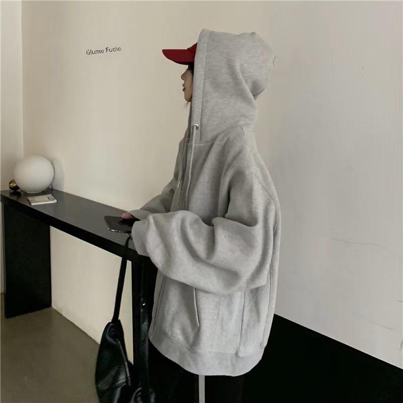 Новая серая толстовка с капюшоном и застежкой-молнией для женщин – Весенняя мода