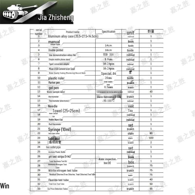 Jiazhisheng Emergency Water Quality Test Kit