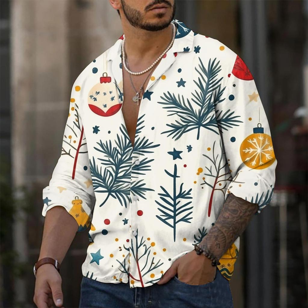 Men'S Casual Loose Fitting Long Sleeved Shirt Fashionable Lapel Shirt Top