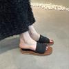 Niche Design Sense Retro Square Head Open-toed Flat-bottomed Slippers Female Summer Wear Fairy Wind Seaside Vacation Beach Sandals
