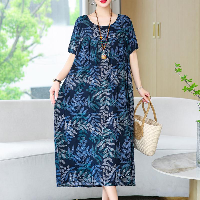 Женские свободные платья, элегантное повседневное летнее платье больших размеров с коротким рукавом, длинное платье больших размеров, женская винтажная одежда