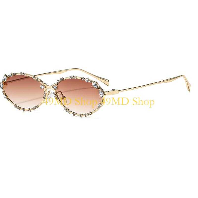 49MD Elegant Sunglasses Stylish Crystal Studded Metal Frame for Teens Birthday Party