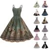 Women's Fashion Printed Sexy Strapless Gothic Cocktail Dress Punk, Vintage Dress.