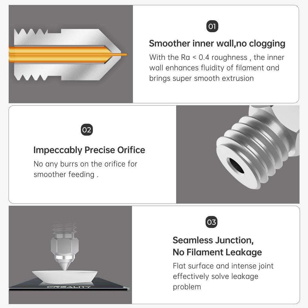 Комплект насадок Creality из медного сплава, высокая твердость, термостойкость 500 градусов Цельсия, подходит для большинства FDM