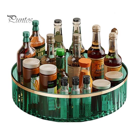 360-Degree Rotating Spice Rack Storage Tray Large Capacity Strong Load-bearing Seasoning Cosmetic Storage Bin Kitchen Organizer