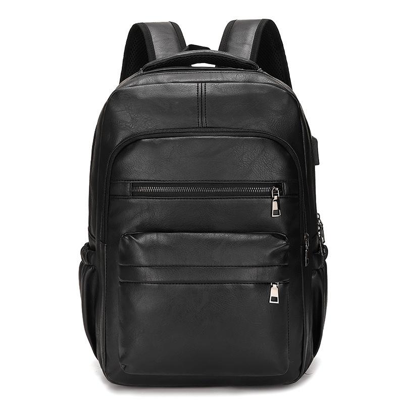 TS JYL laptop bag,Vintage Soft Leather Backpack Fashion Business Travel Laptop School Bag