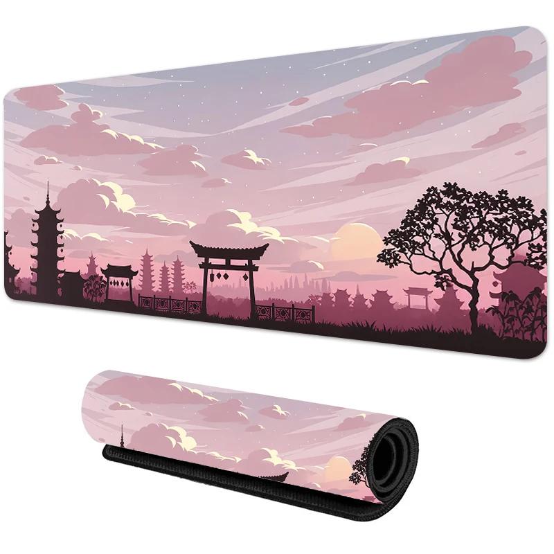 Large Sakura Scenery Gaming Mouse Pad AntiSlip Rubber Base Durable Thick Seam Edge Desk Mat for Office Gaming