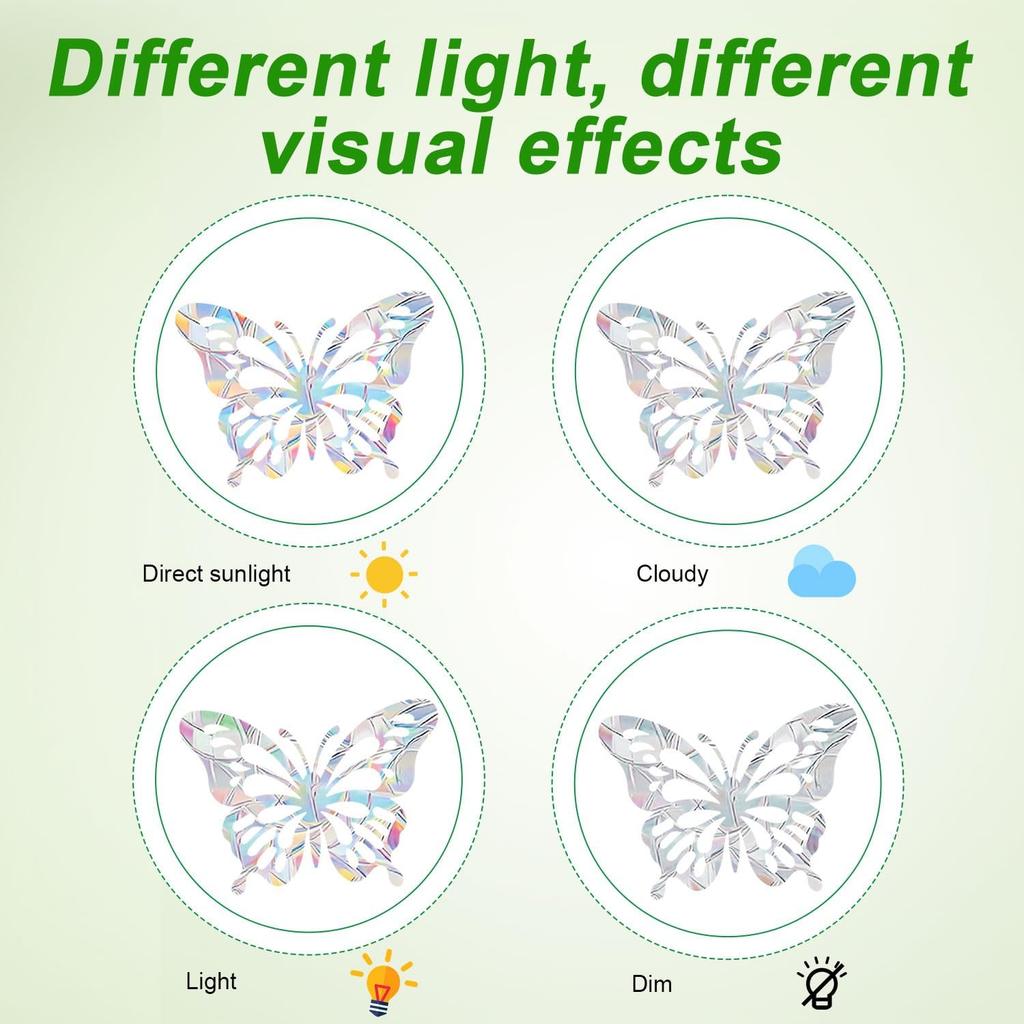 4 Sheets Anti Collision Window Clings, Rainbow Reflection Window Sticker to Prevent Bird Strikes Bird Alert Static Decals Window Strike Prevention