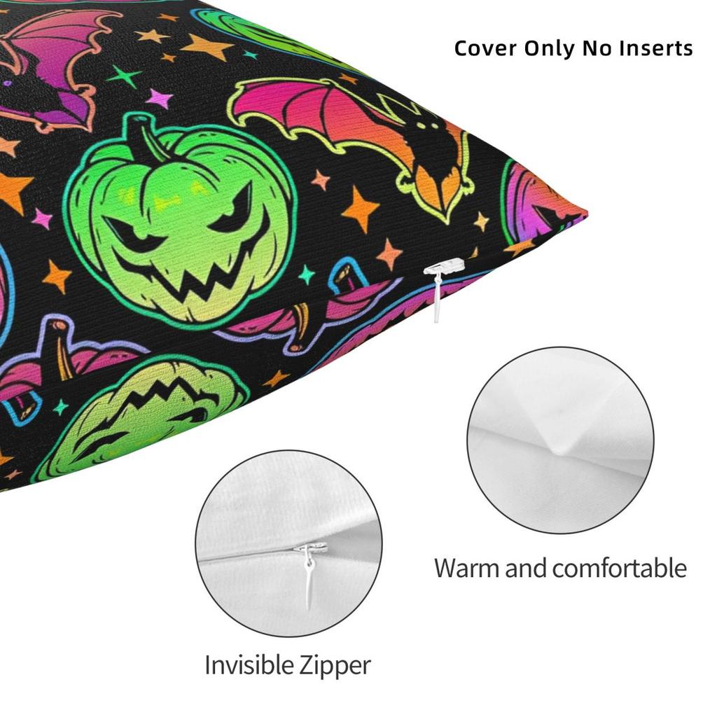 Pillow Case Halloween Pumpkin Bat Soft Pillow Cover Novelty Cushion Cover Graphic Pillowcases For Living Room Chair