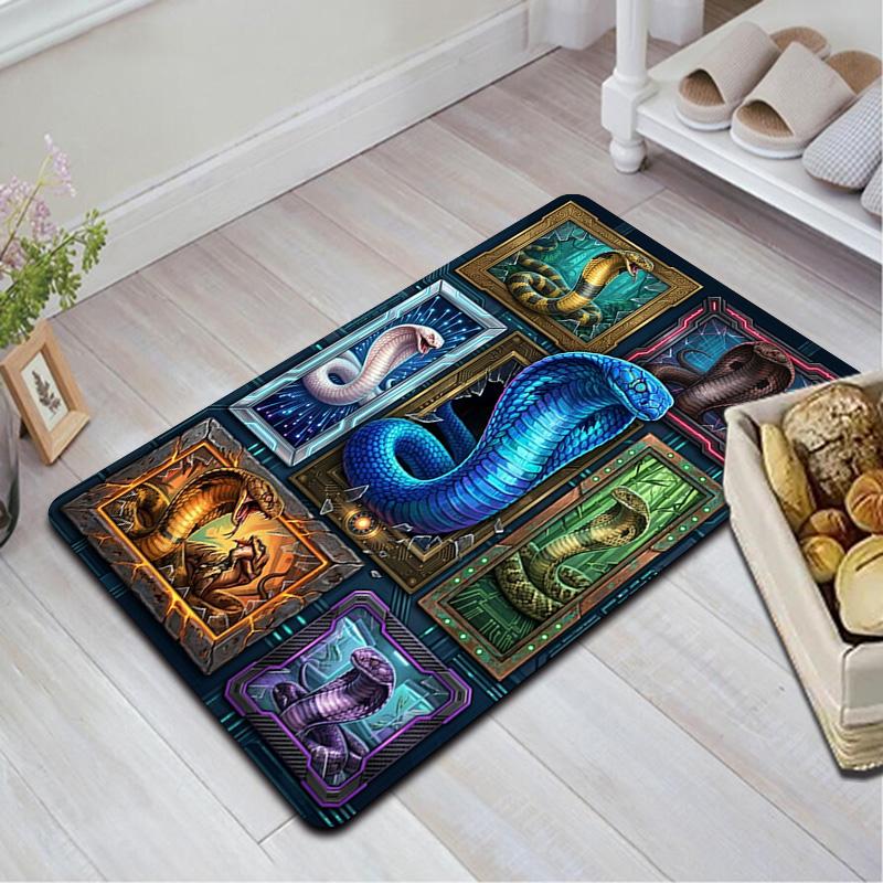 Snake Artworks Pattern Rug Floor Mat for Living Room or Bedroom Soft and Comfortable Carpet a Gift for Birthday and Holiday.