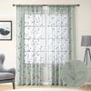 1pc Garden Style Embroidered Leaf Pattern Sheer Curtains, Rod Pocket Polyester Drapes for Bedroom, Living Room, Kitchen - Machine Washable