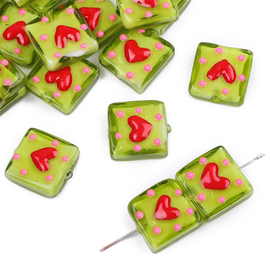 1 шт. ручная роспись цветные стеклянные точки любовь квадратные бусины для DIY ожерелье браслет серьги изготовление ювелирных изделий аксессуары для рукоделия