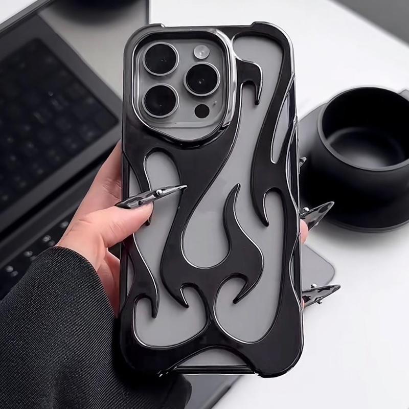 Полый 3D чехол для телефона с узором пламени Для For Iphone 1 14 13 11 12 17 Air 16 Pro Max 1 Plus Крутой Ударопрочный Мягкий Задний Чехол