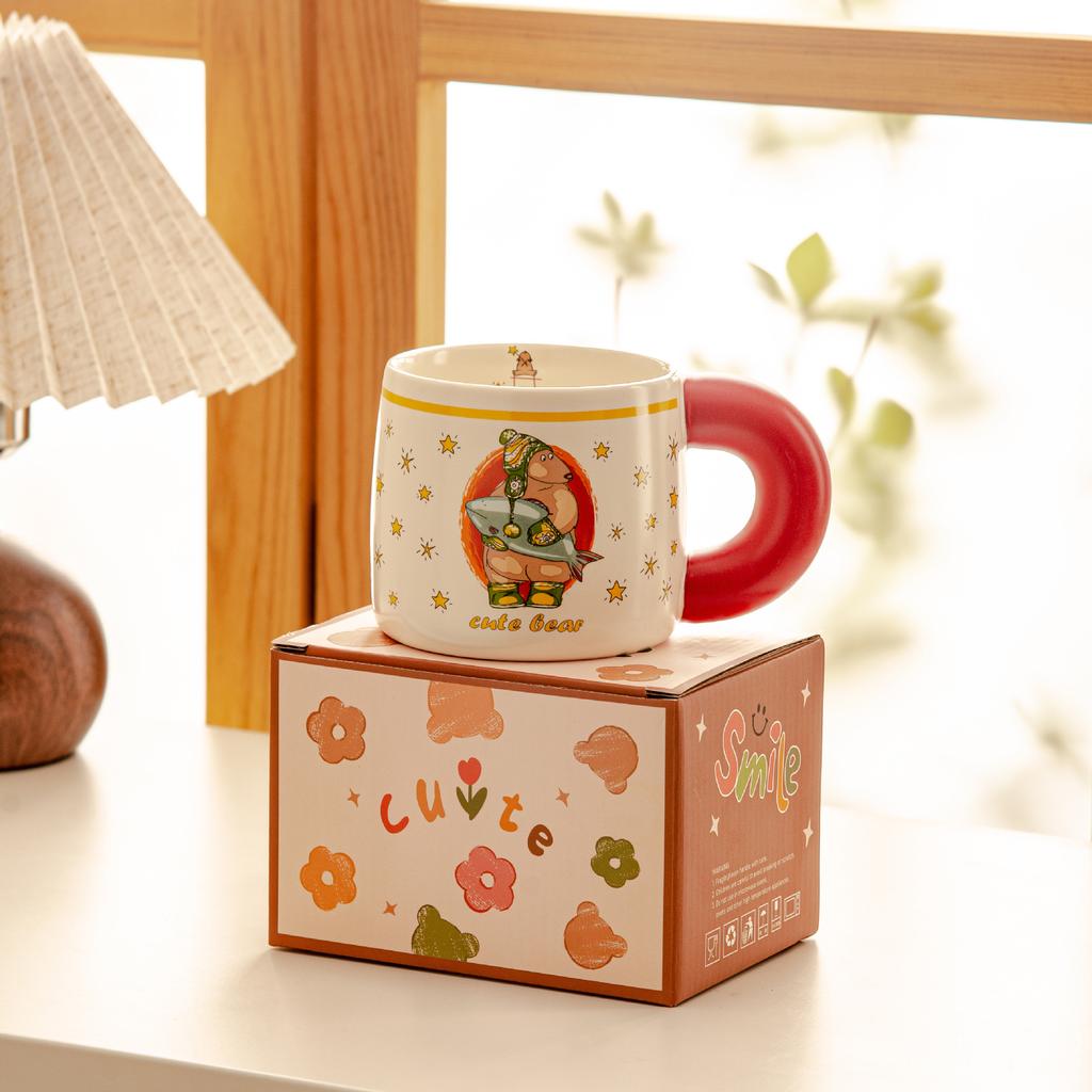 Кружка в стиле ретро Nordic Bear Milk, милая креативная подарочная кофейная керамическая чашка, подарочная чашка