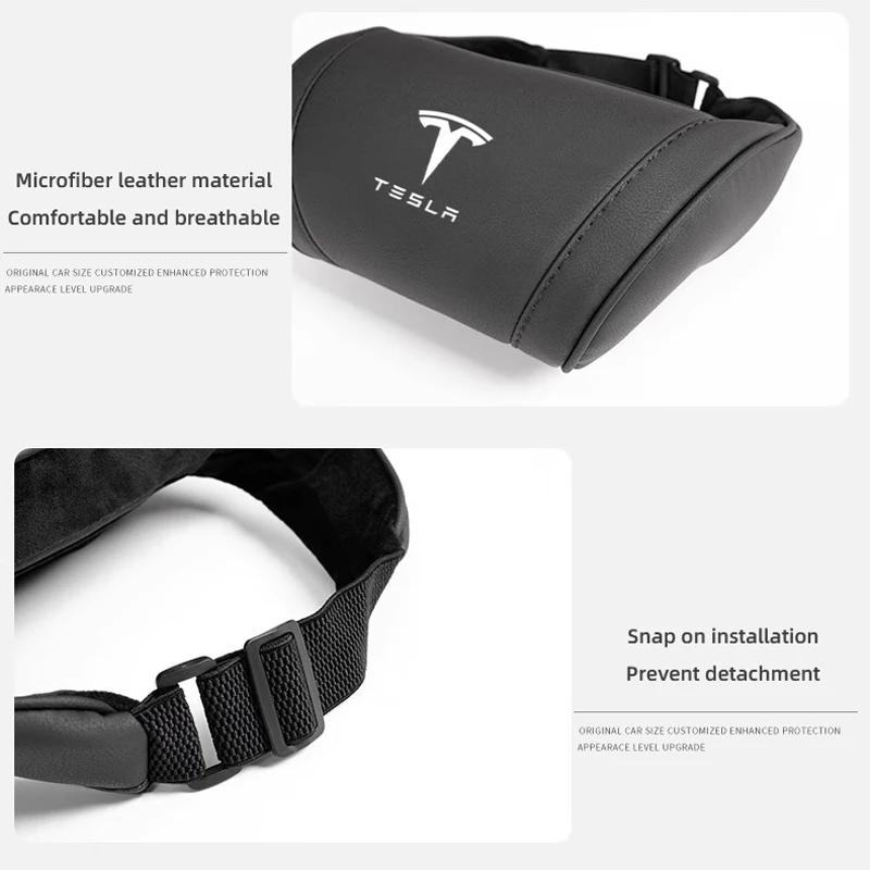 CYM5  Leather Car Seat Headrest Memory Foam Comfort Neck Pillow For Tesla Model 3 Y S X Cybertruck Juguete Coil Highland Auto Interior