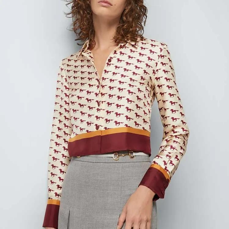 GUCCI Shirts Women's Beige Lapel Moderate Other (Unisex) Shirts 764078 ZAO6Y 9376