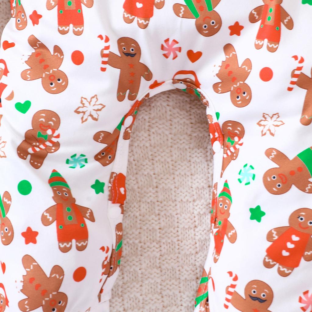 9-24 месяца Рождественский младенец Милый Пряничный человечек Полный Принт Комбинезон Повседневный Длинный Рукав Комбинезон