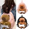 Large Capacity Colorblock Backpack with Cute Cartoon Capybaras Plush Animal Spliced Shoulder School Bag for Women Girls