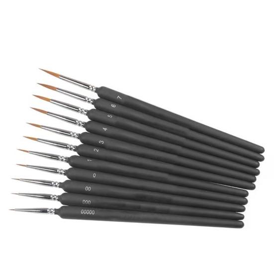 11Pcs Extreme Detail Miniature Paint Brushes Fine Art Premium Synthetic Nylon Bristles Small Gap Precision Brushes