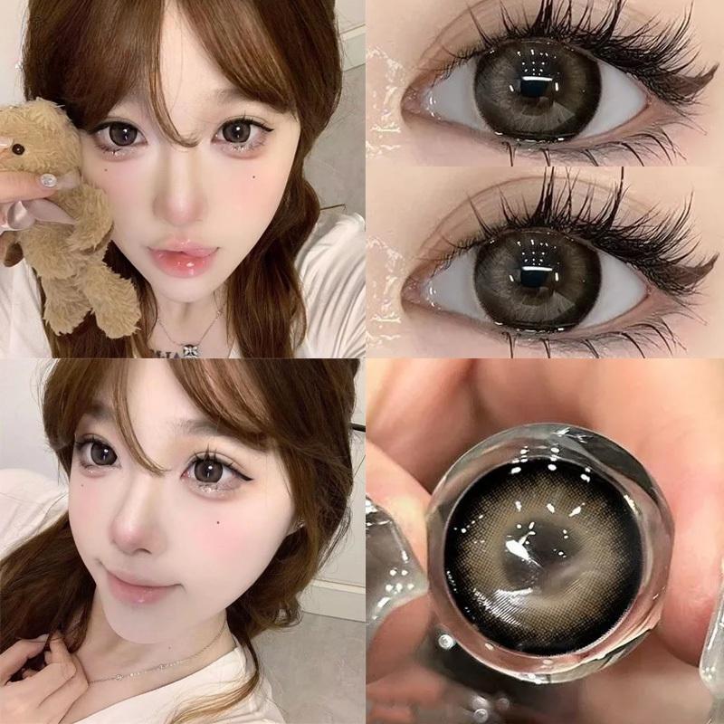 14,5 мм цветные контактные линзы MillCreek для ежегодного использования, натуральный комфорт с раствором коричневого/серого цвета, большие глаза, для студентов, для женщин, аксессуары для макияжа