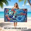 Octopus Sea Life Theme Soft Beach Towel Personalized Custom Name Text Towel Portable for Beach Pool Travel