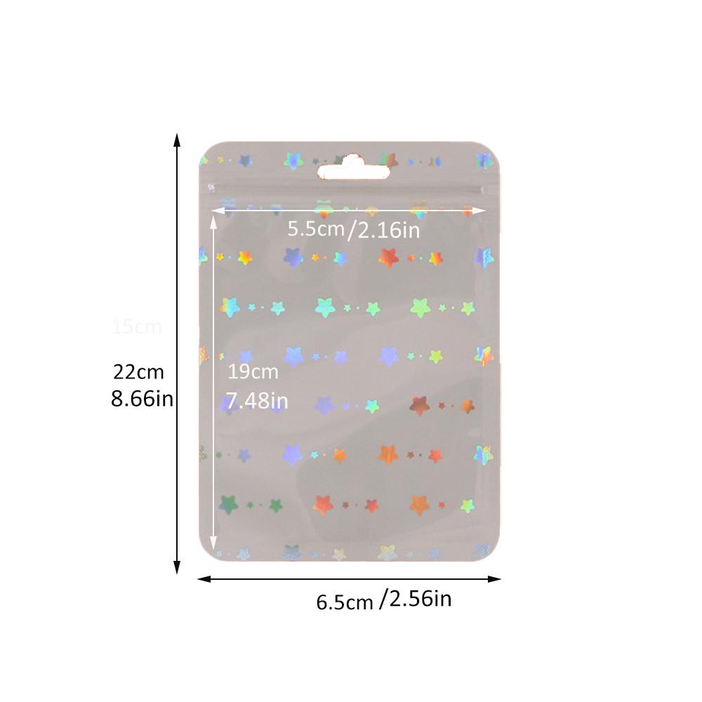 50 шт. голографический лазерный прозрачный пластиковый мешок для ювелирных изделий на молнии для хранения бусин в подарок для малого бизнеса упаковочные материалы