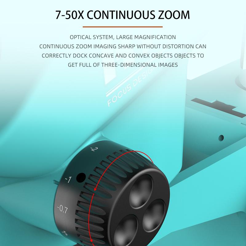 Микроскоп с тремя глазами, стереомикроскоп с непрерывным увеличением и одновременным фокусом 7-50X, окуляр WF10X/22 мм